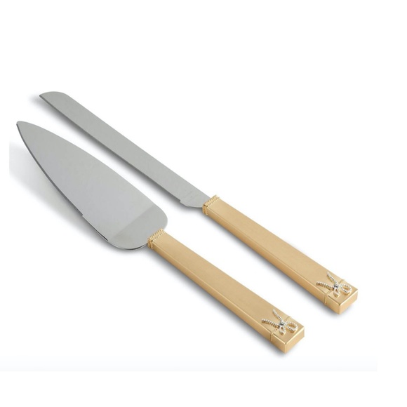 Vera Wang Wedgewood "Love Knots" Gold/Silver Cake Knife & Server Set - Picture 1 of 7